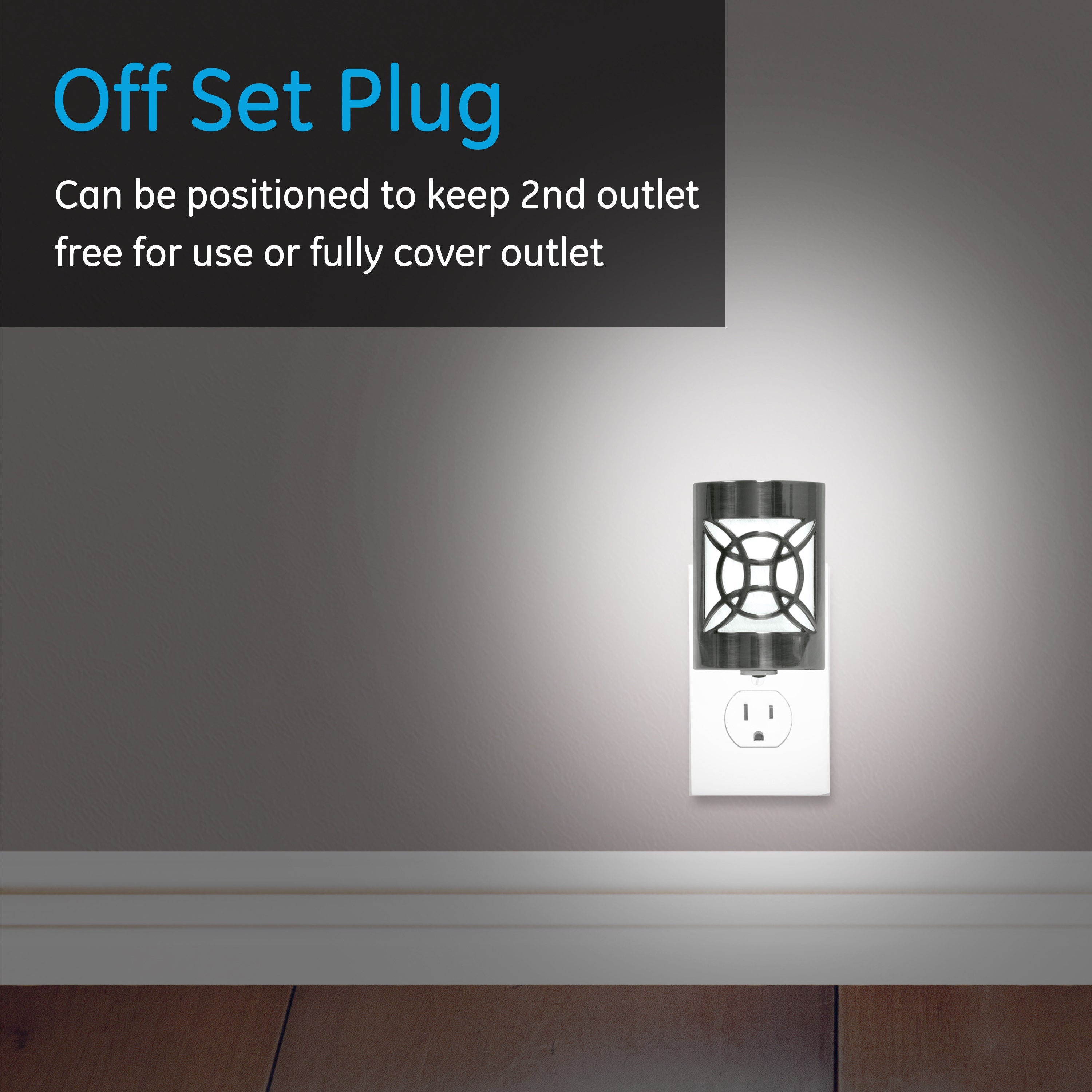 GE CoverLite Celtic Design Light Sensing LED Night Light, Brushed Nickel