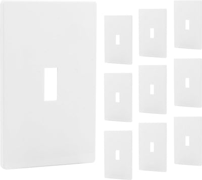 Power Gear Single Toggle Screwless Wall Plate, White, 10 Pack