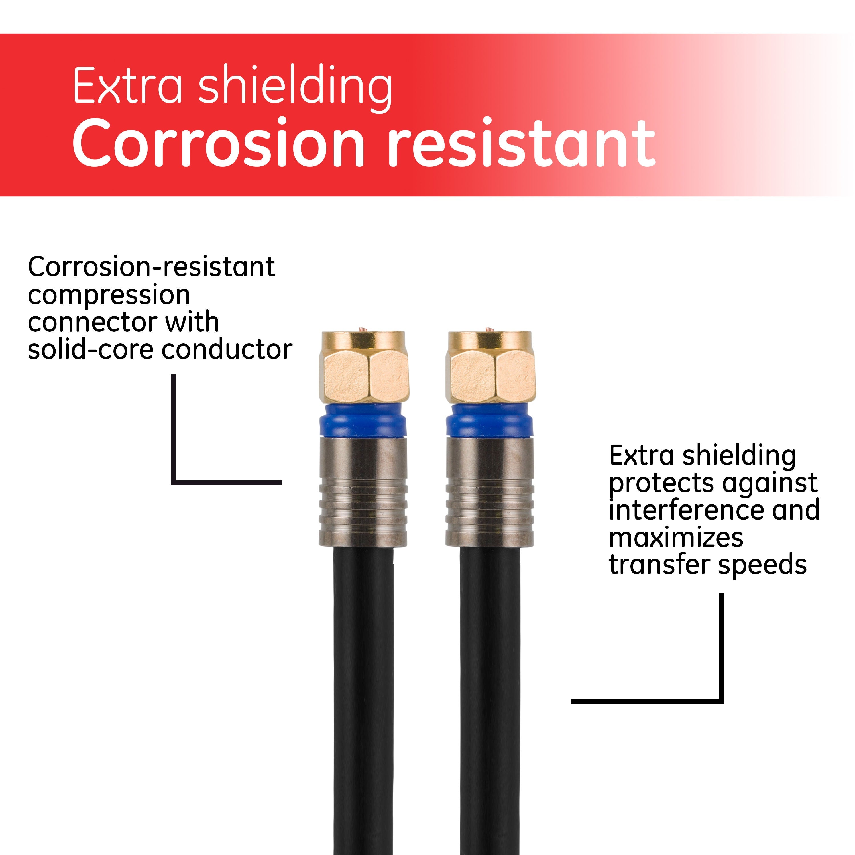 GE 15ft. Quad-Shield RG6 Coaxial Cable, Black