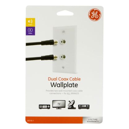 GE Dual Coax Wall Plate, White