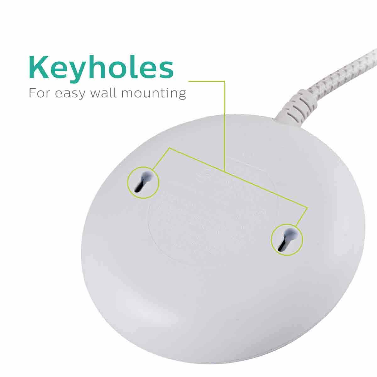 Philips Round 3-Outlet 2-USB 8ft. Braided Extension Cord with Surge Protection, White
