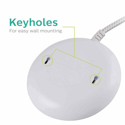 Philips Round 3-Outlet 2-USB 8ft. Braided Extension Cord with Surge Protection, White