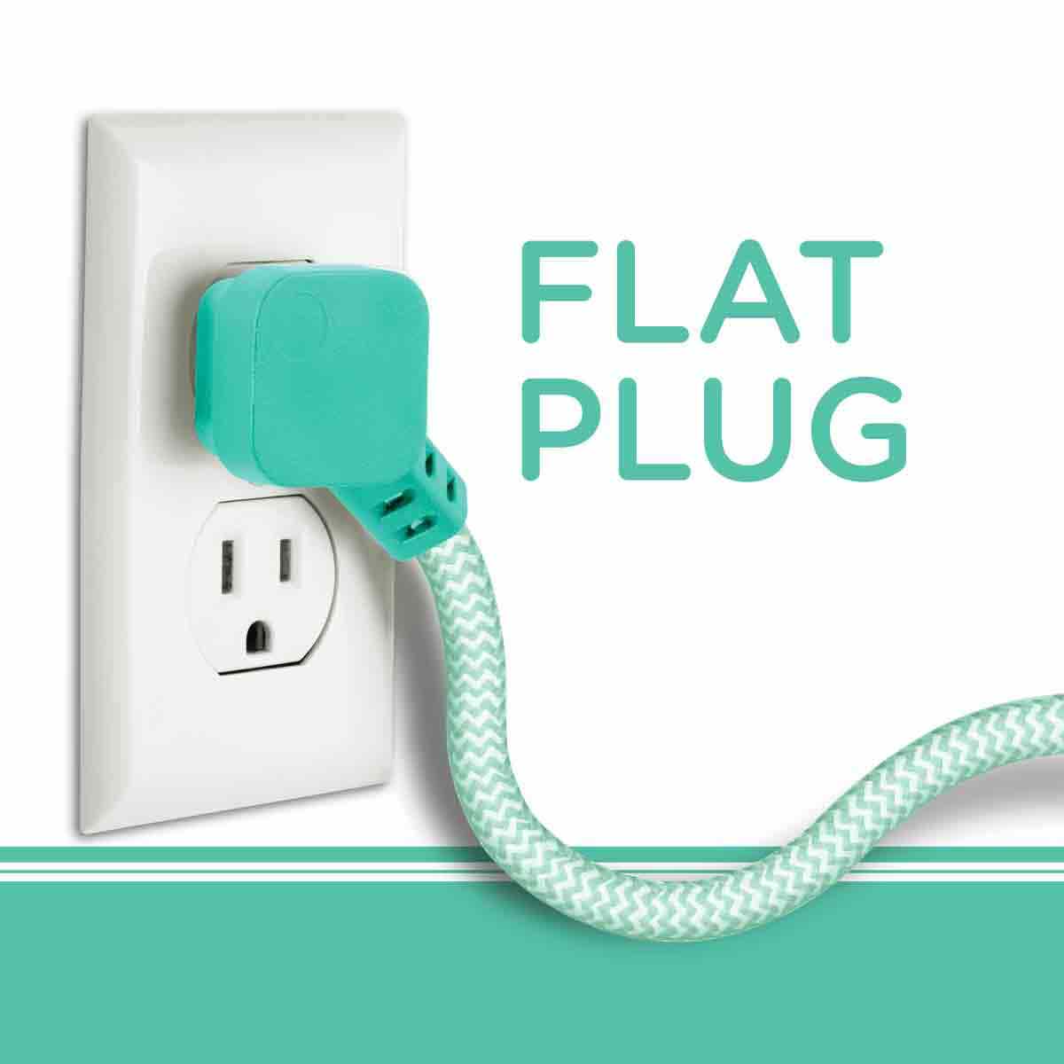 Cordinate 6-Outlet 3ft. Surge Protector with Braided Cord, Mint/White