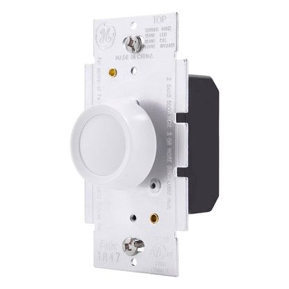 GE Push On/Off Dimmer, White/Almond