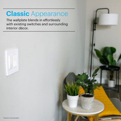 Power Gear Double Rocker Screwless Light Switch Wall Plate, 5 Pack, White