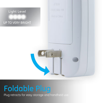 GE 4-in-1 Rechargeable Power Failure LED Night Light, White, 2 Pack