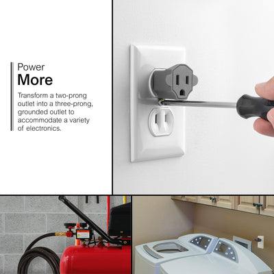GE Polarized Grounded Adapter, Gray