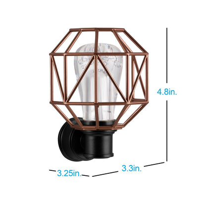 GE Vintage Geometric Cage Frame Light Sensing LED Night Light, Bronze