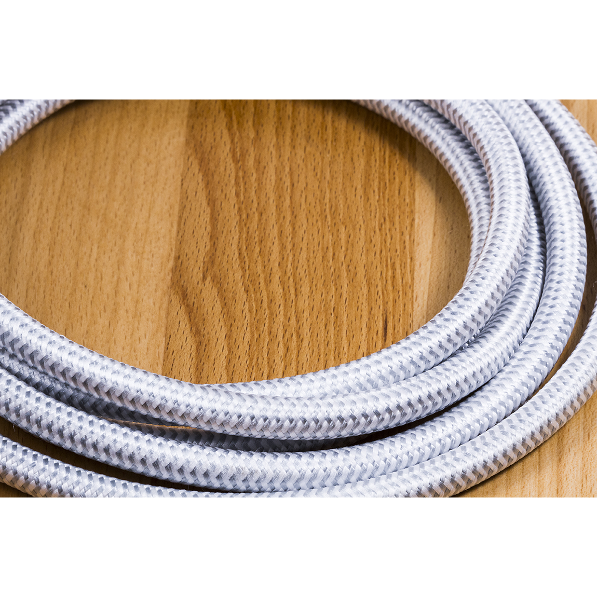 GE Pro 3-Outlet 2-USB 8ft. Braided Extension Cord with Surge Protection, Gray/White