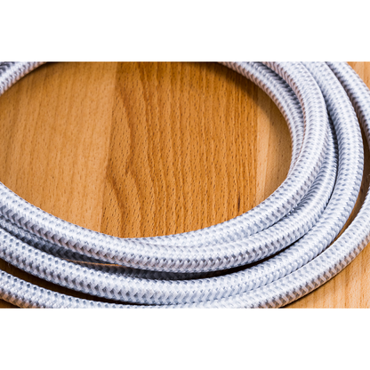 GE Pro 3-Outlet 2-USB 8ft. Braided Extension Cord with Surge Protection, Gray/White