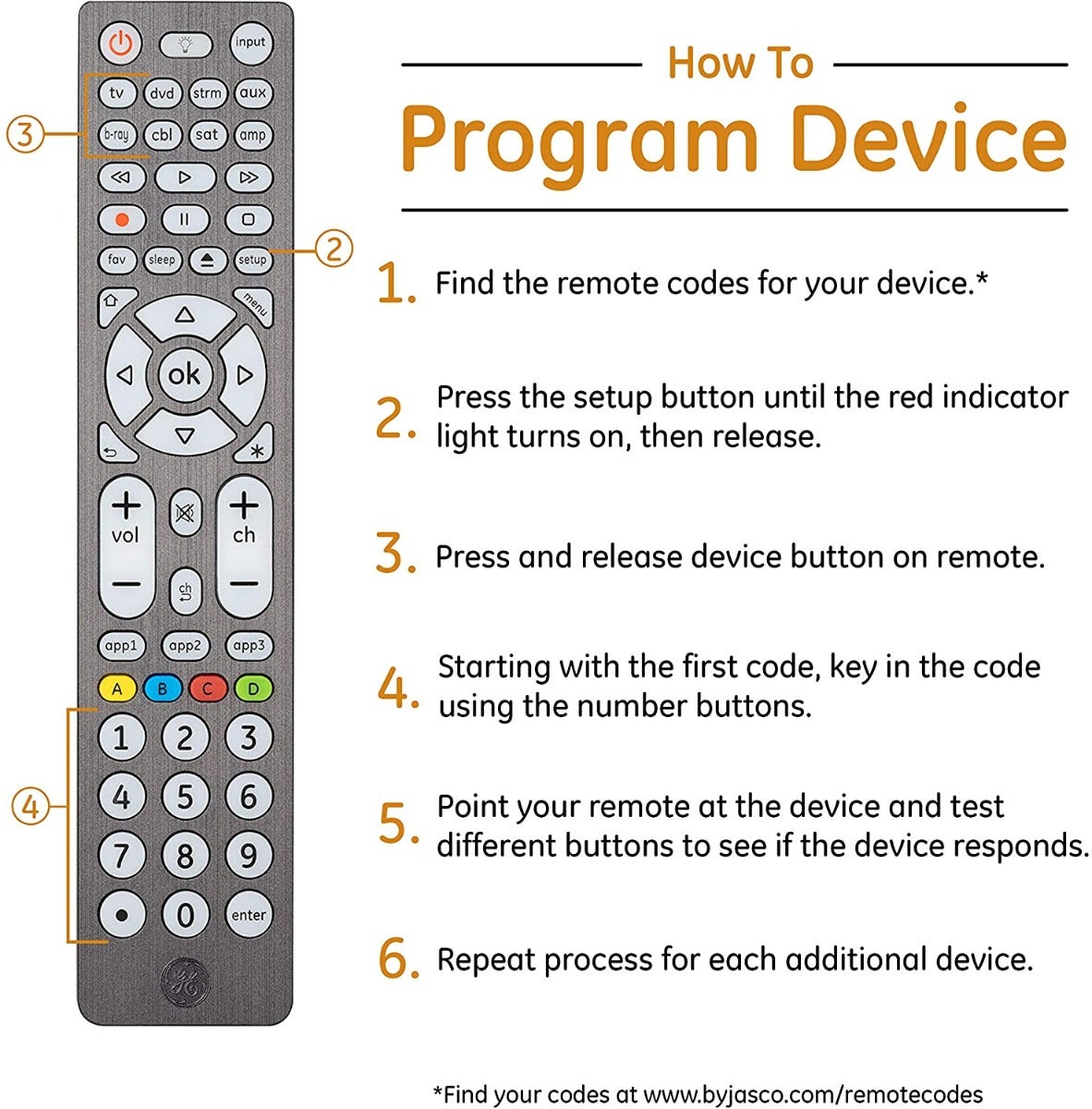 GE 8-Device Backlit Universal Remote, Brushed Graphite
