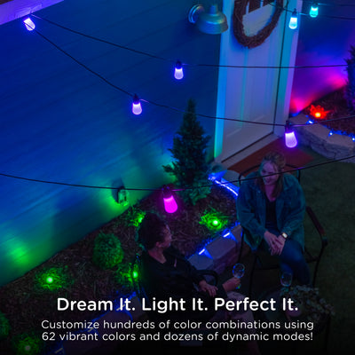 Enbrighten WiFi VIBE Color-Changing Lightweight LED Cafe Lights, 30 Plastic Bulbs, 96ft. Black Cord