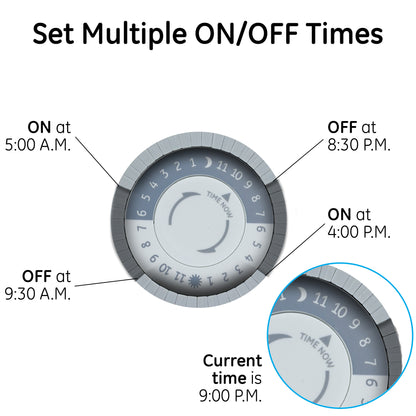 GE Outdoor Heavy-Duty 24-Hour Mechanical Box Timer Switch with Universal Voltage, Gray