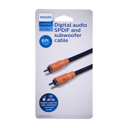Philips 6 ft. Digital Audio SPDIF and Subwoofer Cable, Black