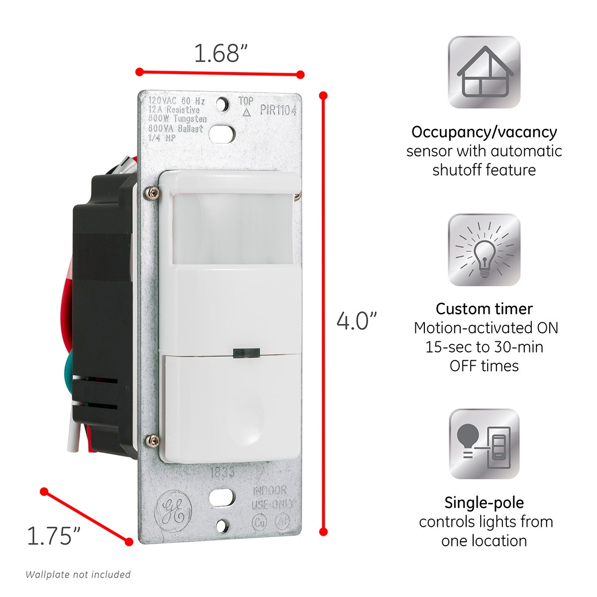 GE UltraPro In-Wall Motion Sensing Switch, White
