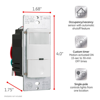 GE UltraPro In-Wall Motion Sensing Switch, White