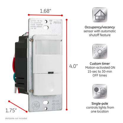 GE UltraPro In-Wall Motion Sensing Switch, White