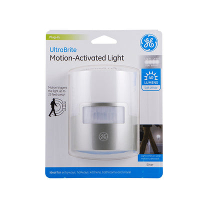 GE UltraBrite Motion Activated LED Night Light, Silver