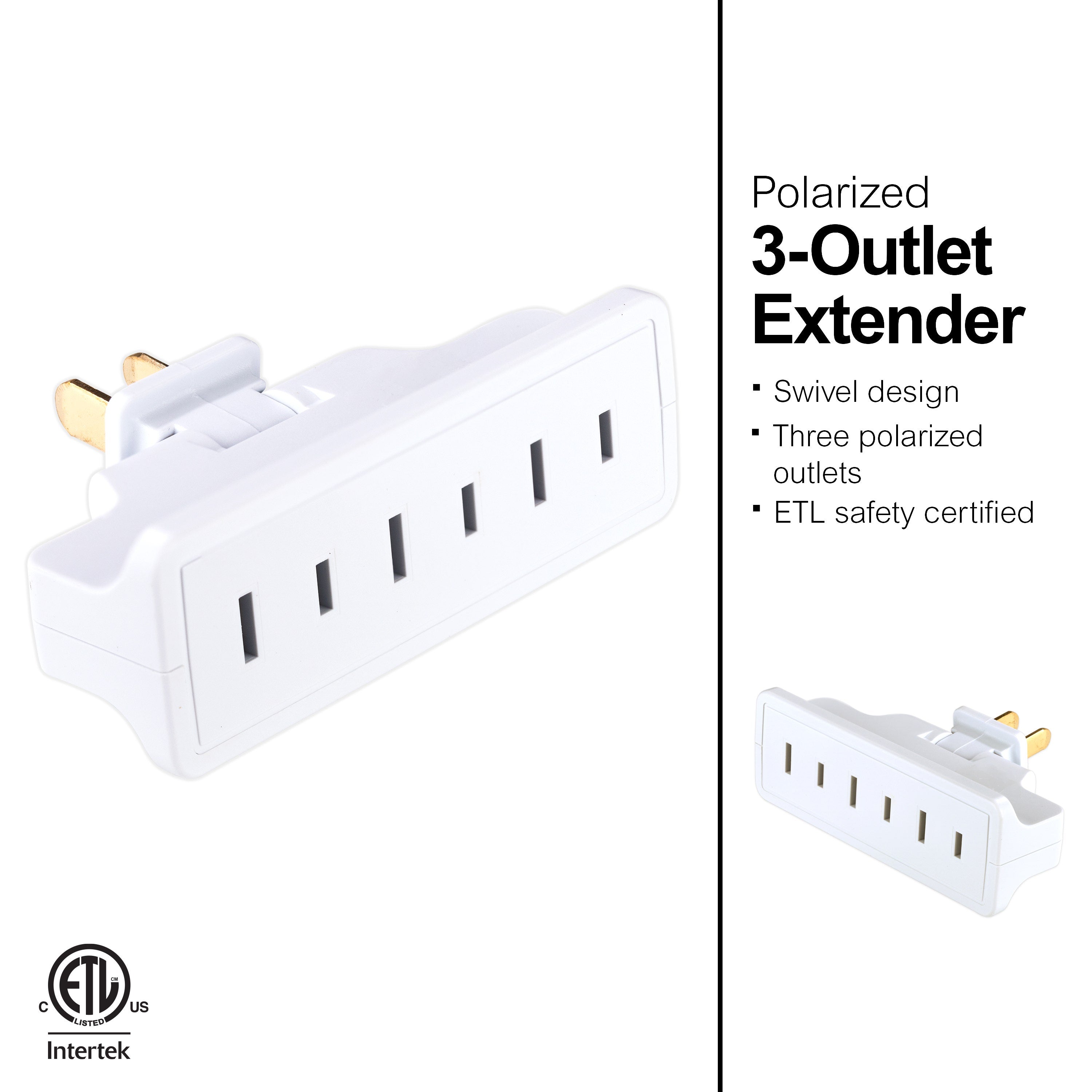 GE 3-Outlet Swivel Wall Tap, White