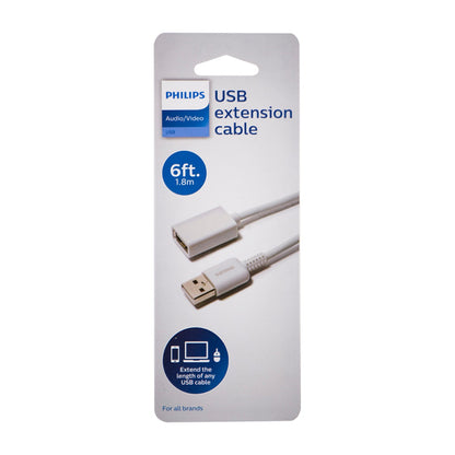 Philips 6ft. USB Charging Extension Cable, White