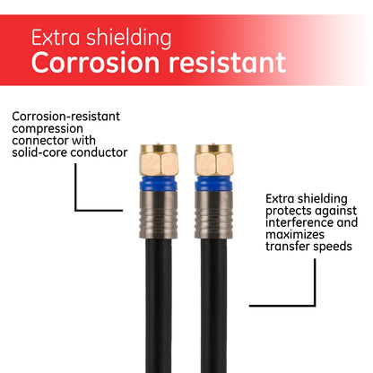 GE 6ft. RG6 Quad-Shield Coaxial Cable, Black
