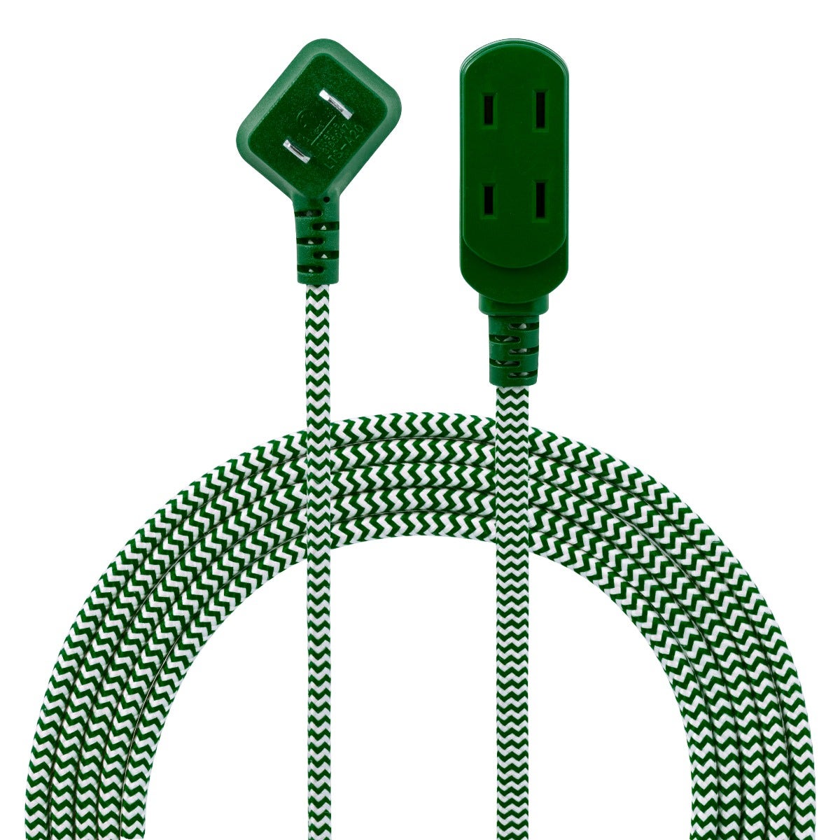 Philips 3-Outlet 8ft. Braided Extension Cord with Flat Plug, Green/White