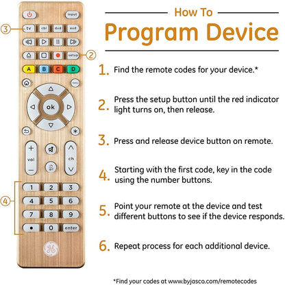 GE 4-Device Backlit Universal Remote, Brushed Gold