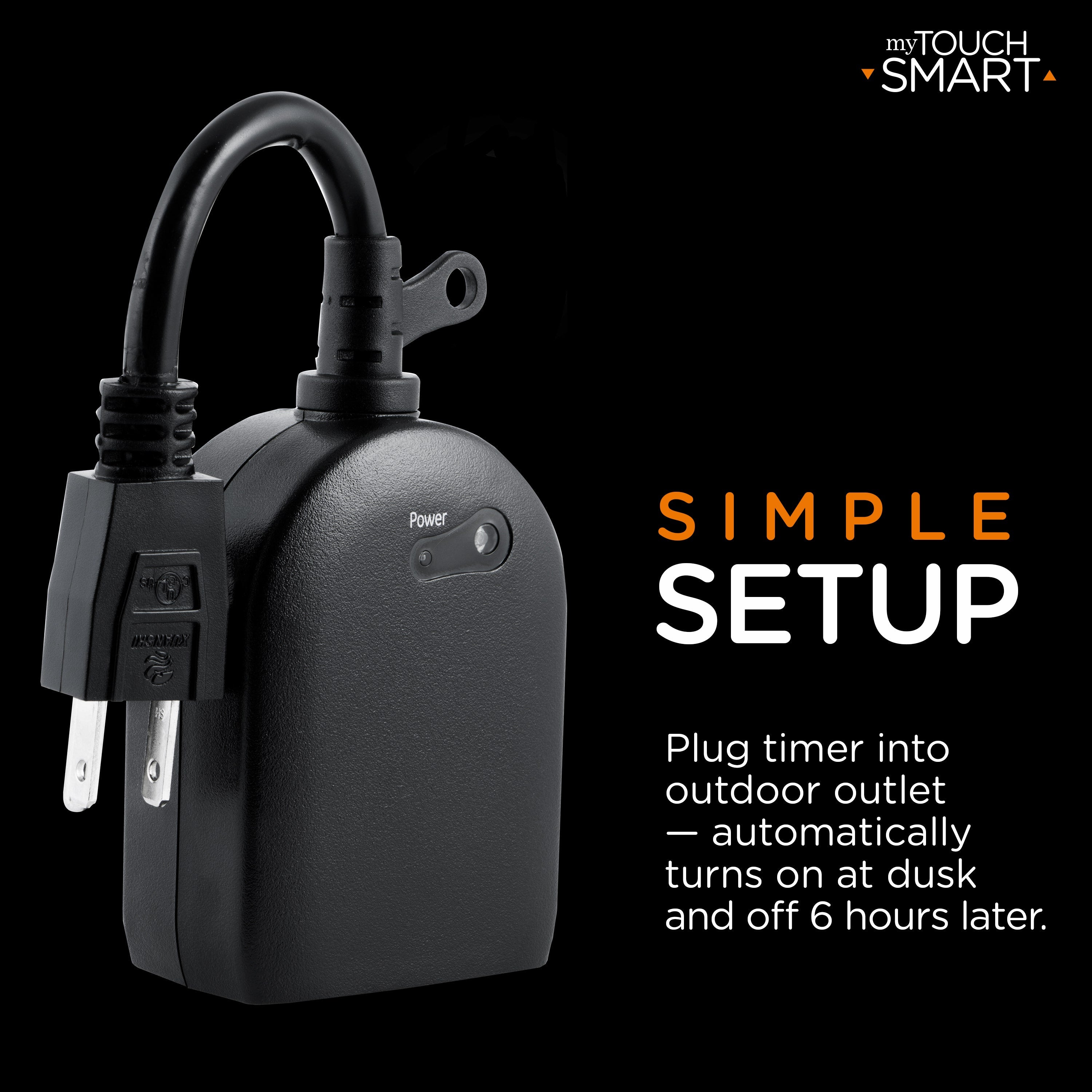 myTouchSmart Outdoor Plug-In Digital Simple Preset Timer, Black