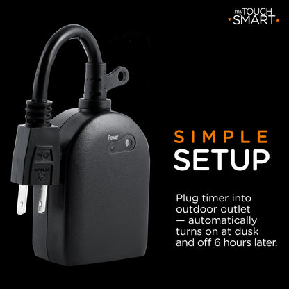 myTouchSmart Outdoor Plug-In Digital Simple Preset Timer, Black