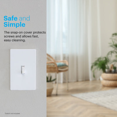 Power Gear Single Toggle Screwless Wall Plate, White