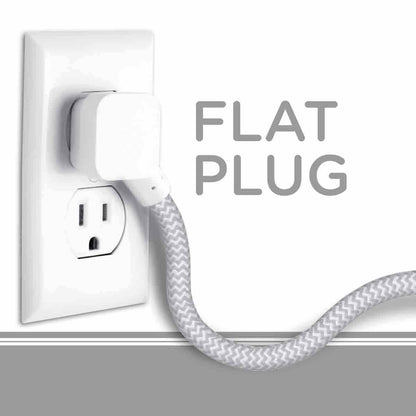 Cordinate 2-Outlet 2-USB 10ft. Braided Extension Cord with Surge Protection, White/Gray