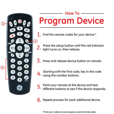 GE 4-Device Universal Remote, Black