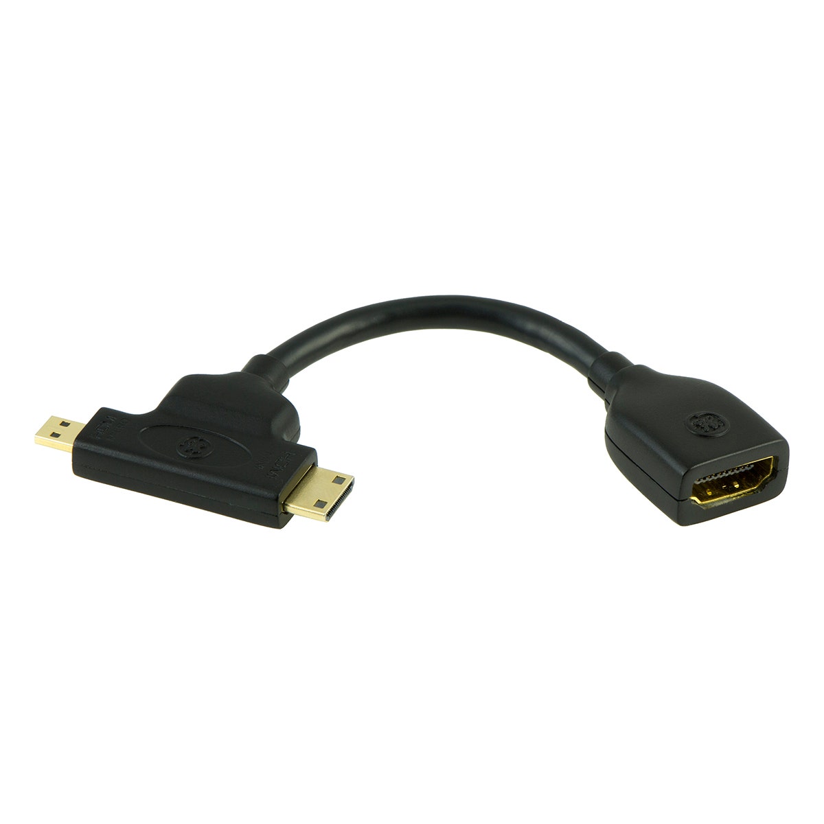 GE HDMI to Mini and Micro Pigtail Adapter, Black