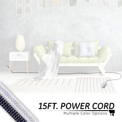 GE Pro 3-Outlet 15ft. Braided Extension Cord, Gray/White