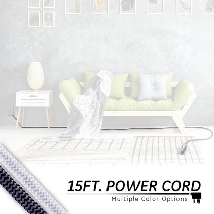 GE Pro 3-Outlet 15ft. Braided Extension Cord, Gray/White