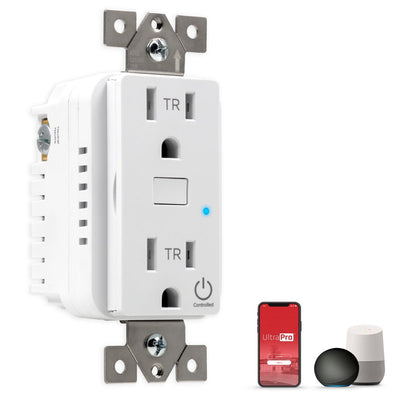 UltraPro Wi-Fi In-Wall Smart Outlet, White