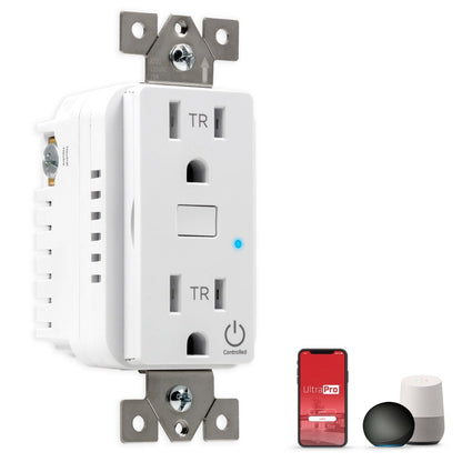 UltraPro Wi-Fi In-Wall Smart Outlet, White