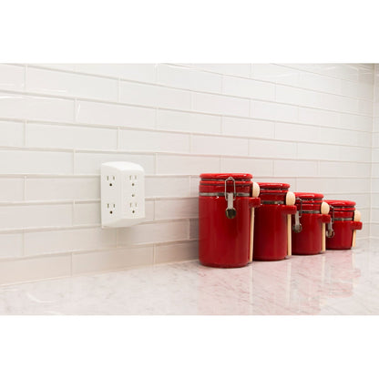 GE 6-Outlet Wall Tap, 2 Pack, White