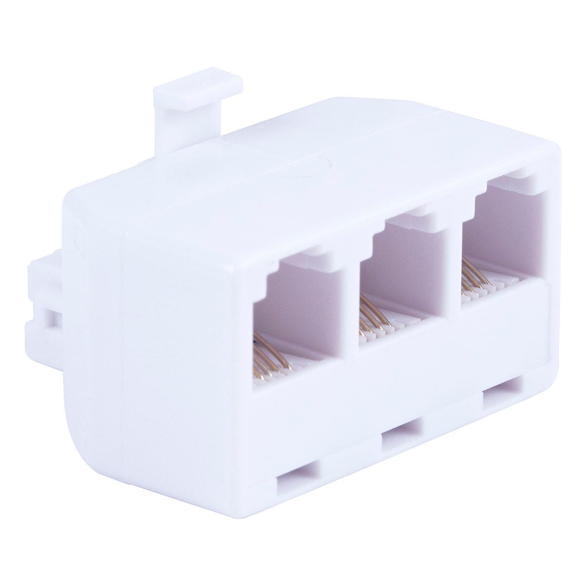 Power Gear 4-Wire Telephone Cord Triplex Adapter, White