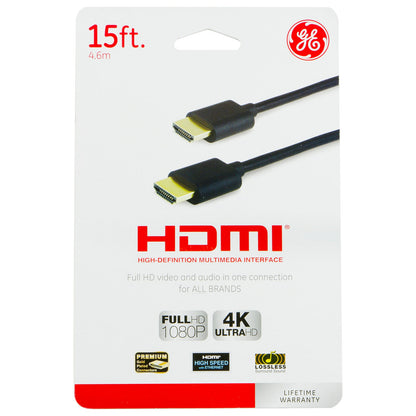 GE 15ft. HDMI Cable with Ethernet, Black