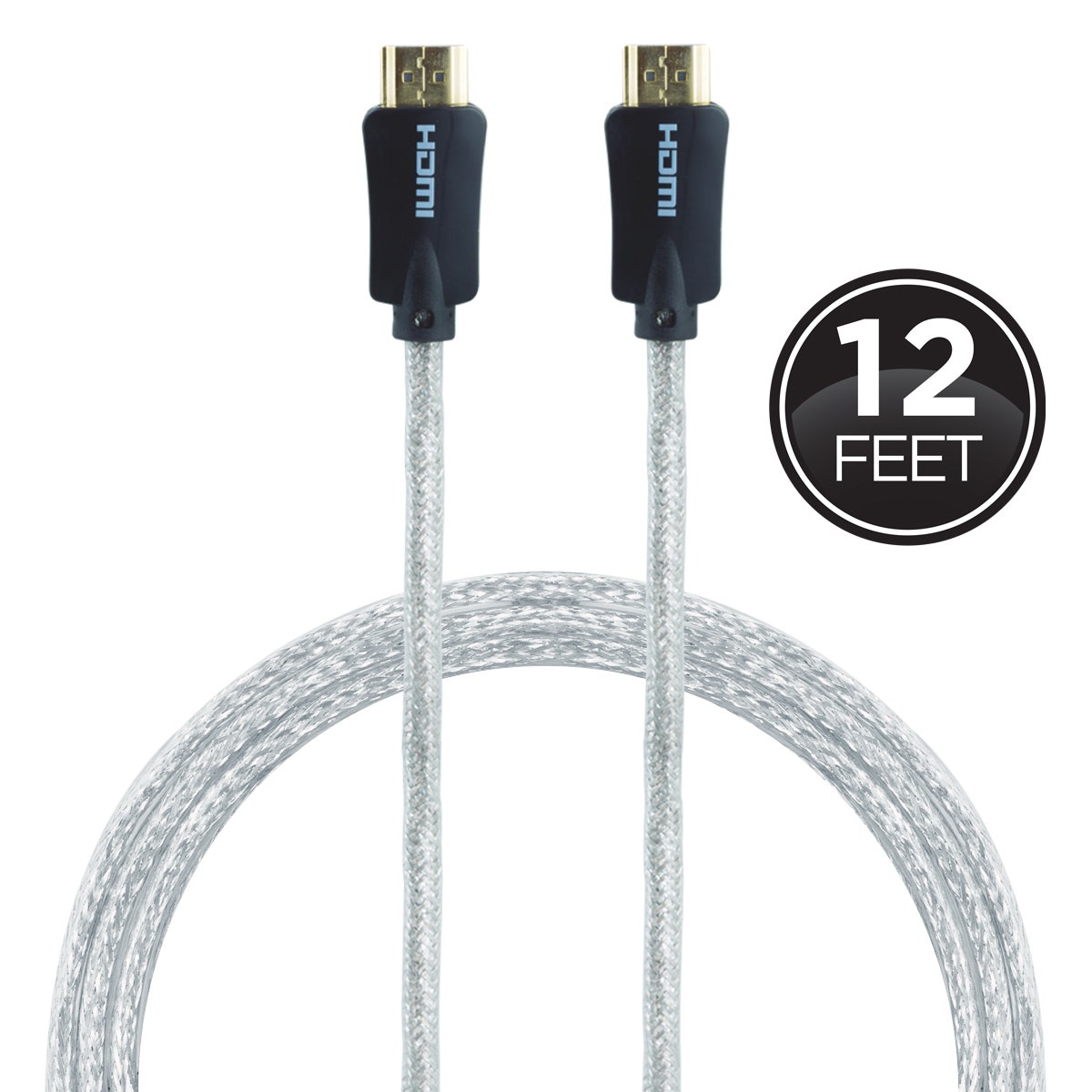 GE Pro Premium 12 ft. HDMI Cable with Ethernet, Silver