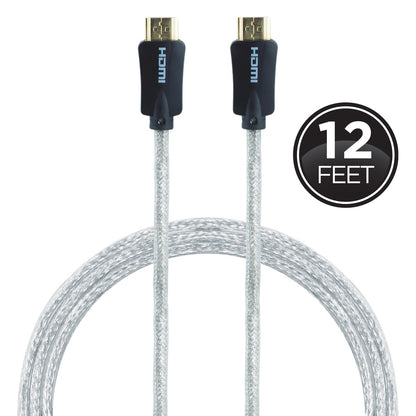 GE Pro Premium 12 ft. HDMI Cable with Ethernet, Silver
