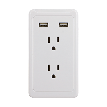 GE 2 USB + 2 AC Surge Protector with Eye Indicator Technology (White)