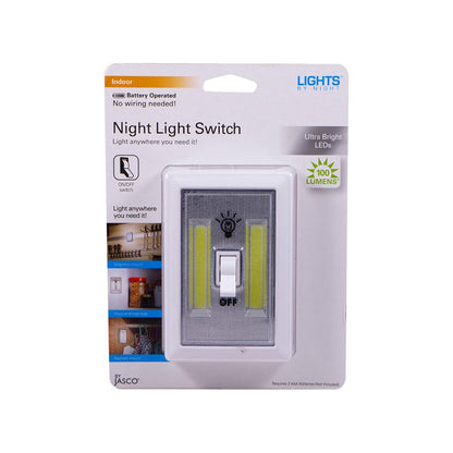 Lights by Night Battery Operated Manual On/Off LED Night Light Switch, White