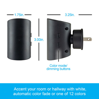 GE Color-Changing Light Sensing Swivel Night Light, Black