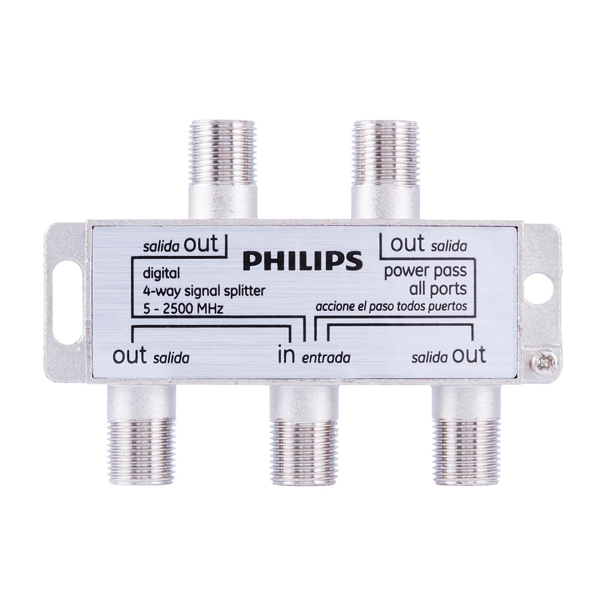 Philips Digital Coaxial 4-Way Signal Splitter, Silver