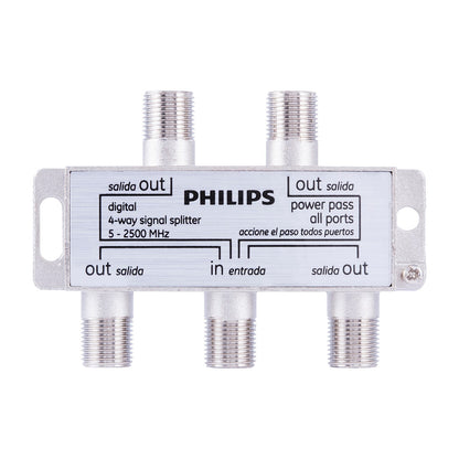 Philips Digital Coaxial 4-Way Signal Splitter, Silver