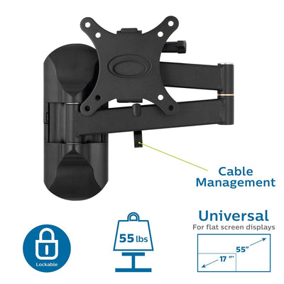 Philips Full-Motion TV Wall Mount, Up to 55in., Black