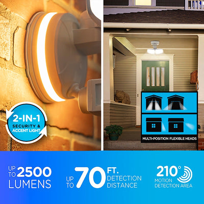 Enbrighten VIBE Outdoor 2-Head Motion-Sensing Back Lit WiFi LED Security Light, White