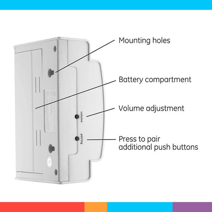 GE Battery Operated 8-Chime 2-Push Button Wireless Door Chime Kit, White